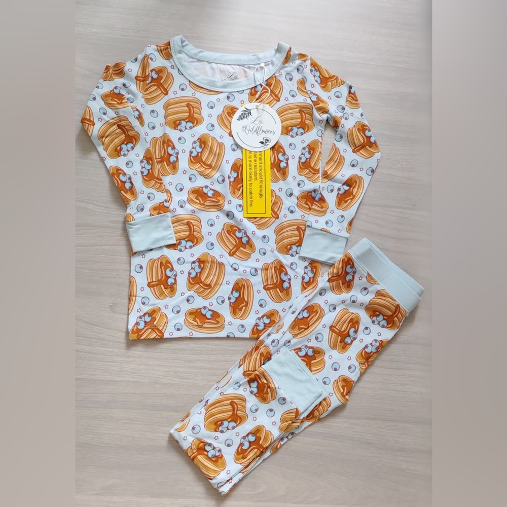 Bamboo Blueberry Pancake Print Two Piece Kids Pajama Set